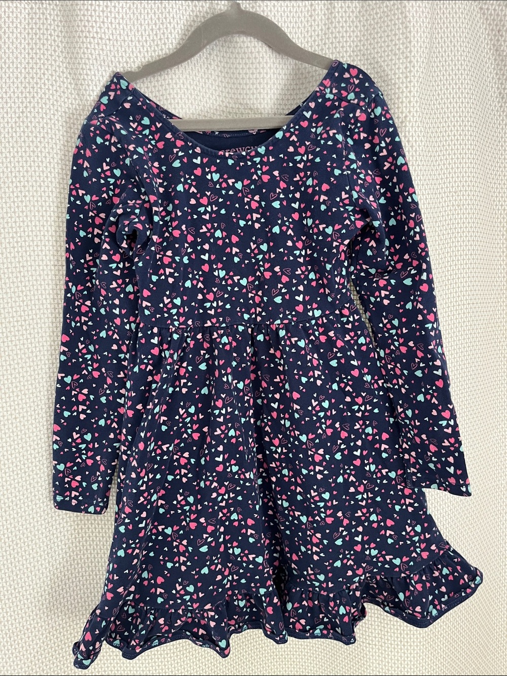 Crewcuts Navy Long-Sleeve Heart Print Dress